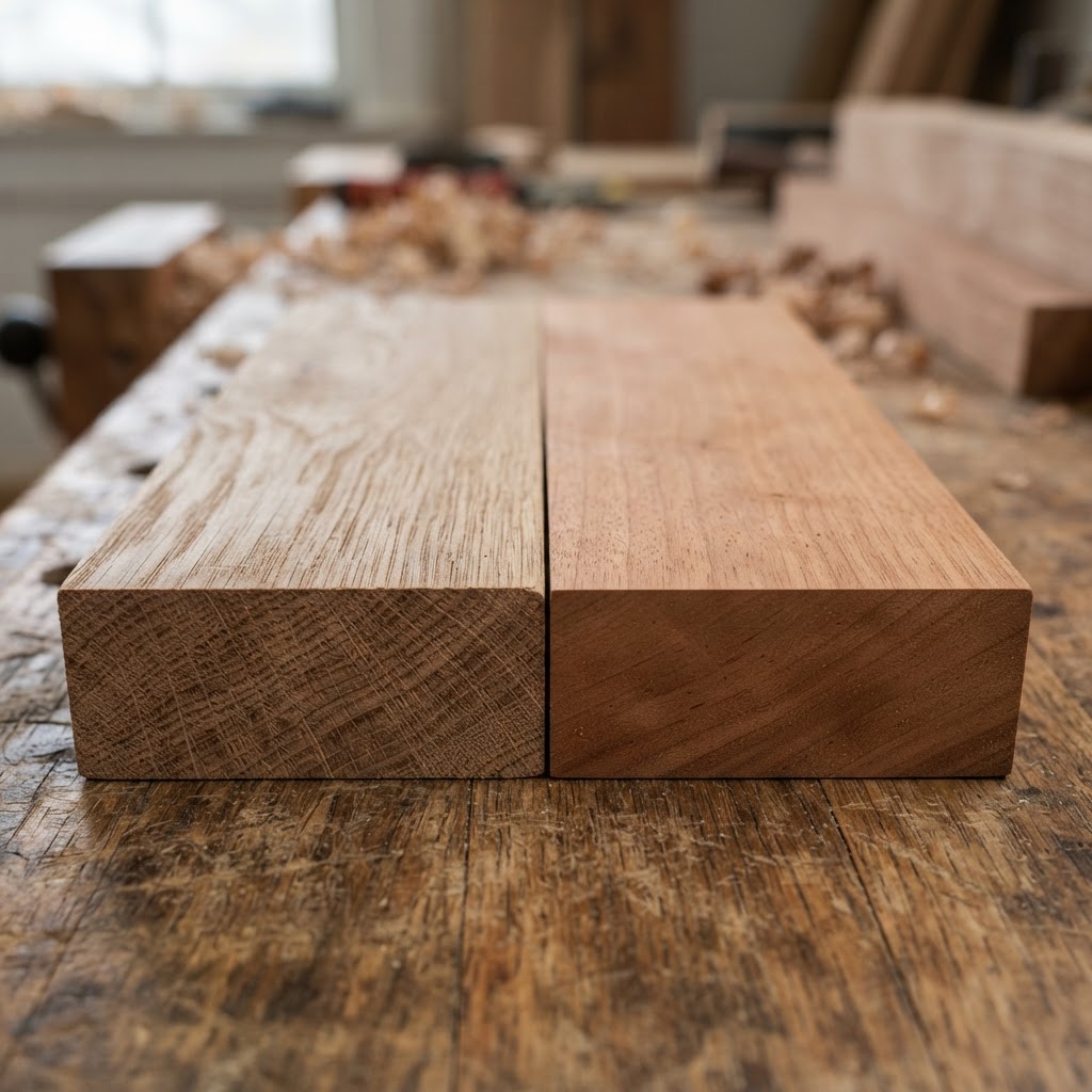 Oak vs Cherry wood grain comparison