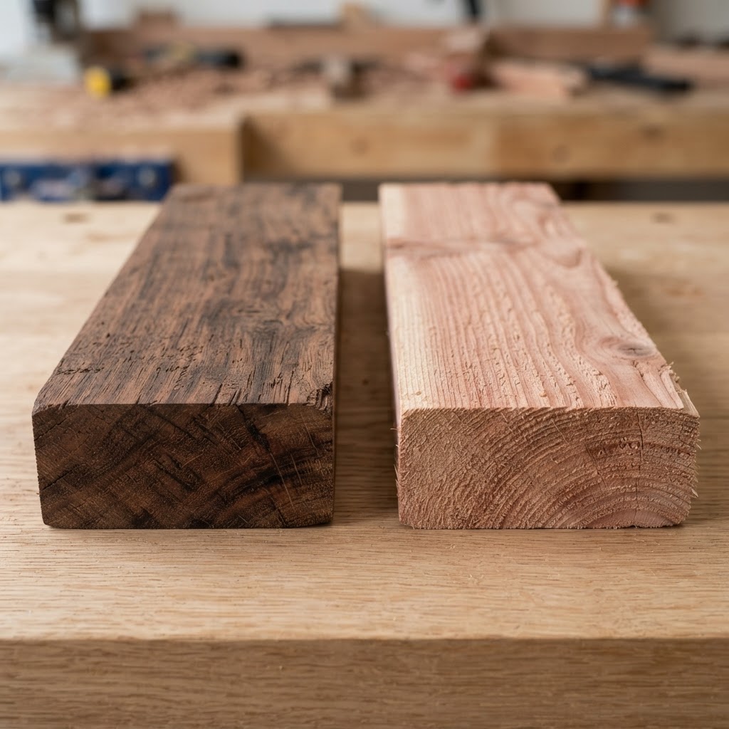Ipe vs Cedar wood grain comparison