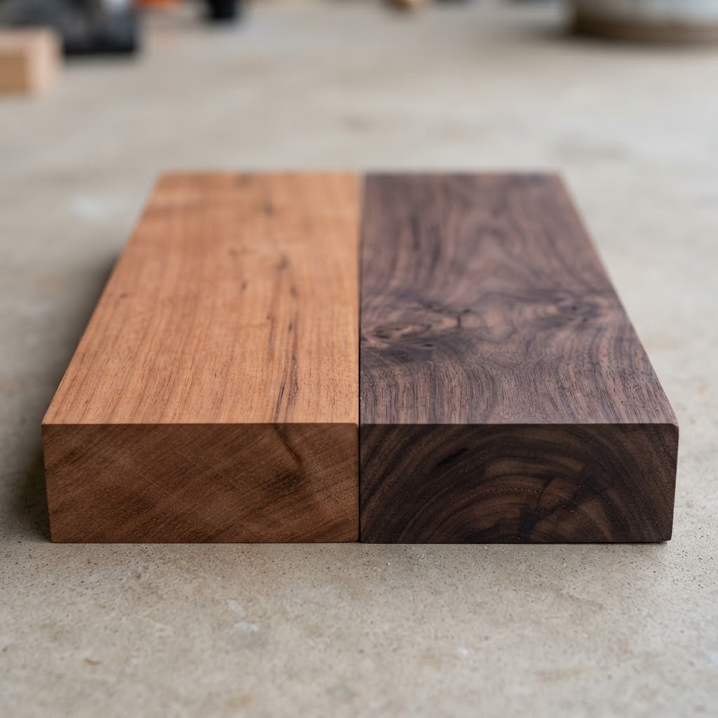 Cherry vs Walnut wood grain comparison
