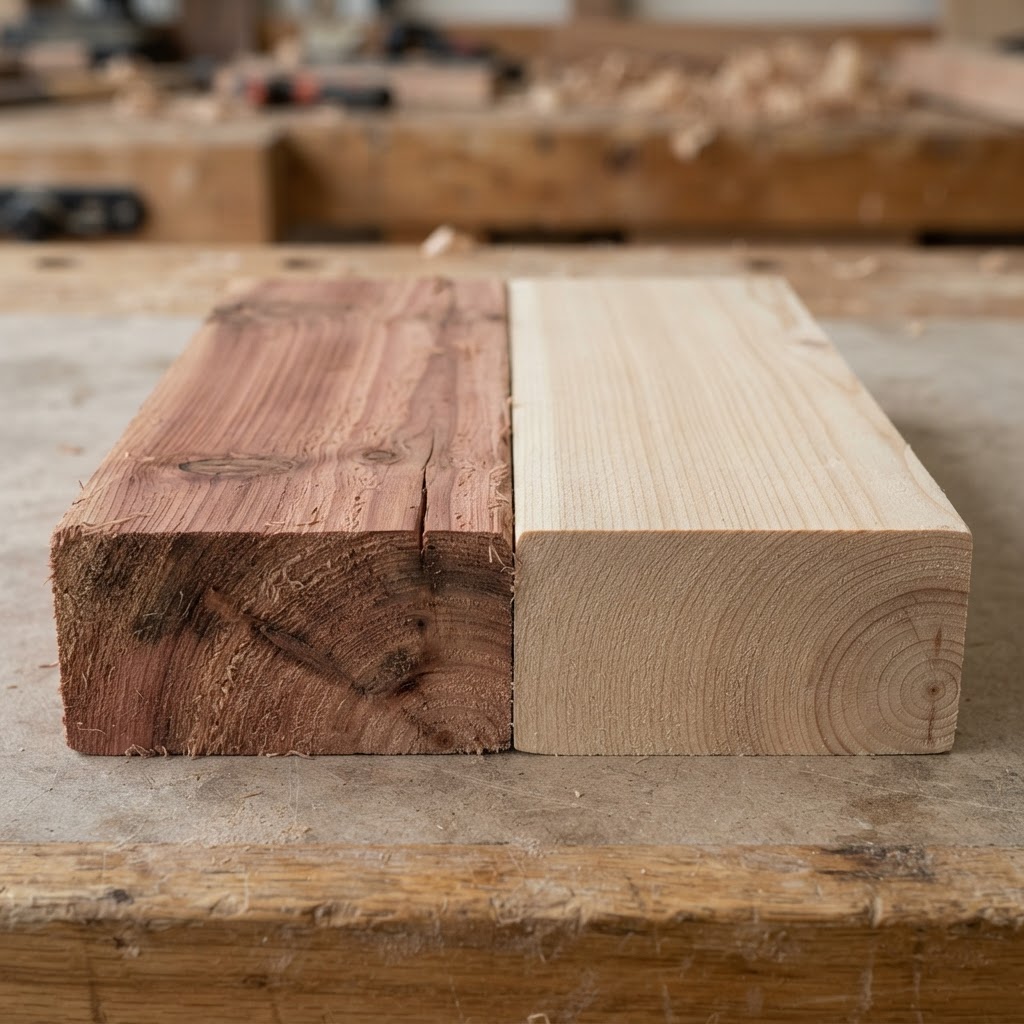 Western Red Cedar vs Eastern White Cedar wood grain comparison