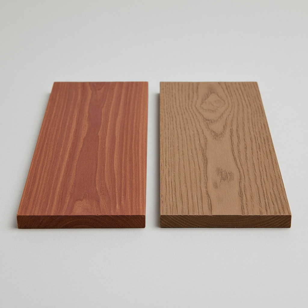 Redwood vs Composite Decking wood grain comparison