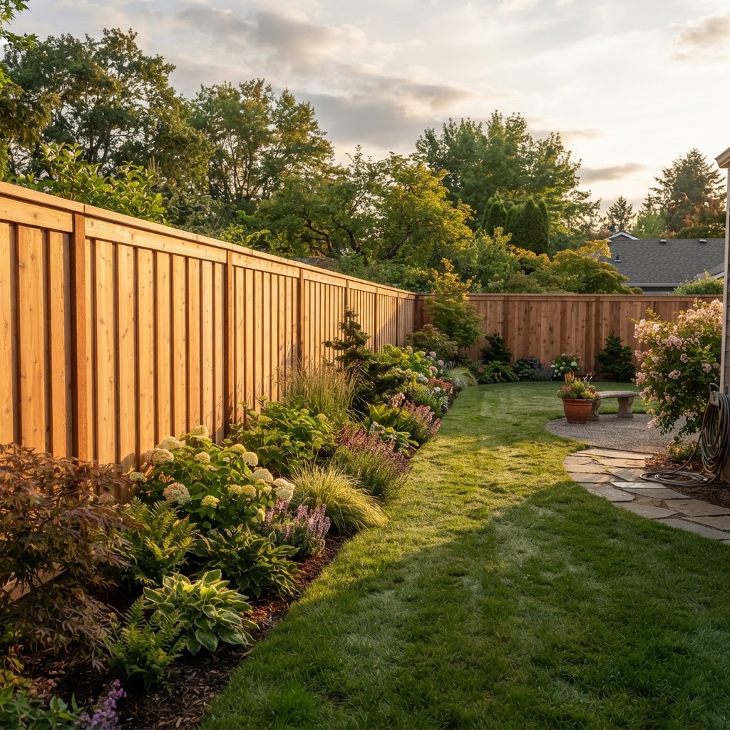 Cedar Privacy Fence — Backyard