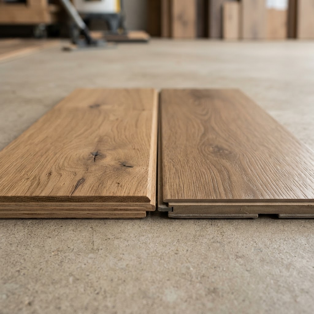 Engineered Hardwood vs LVP (Luxury Vinyl Plank) wood grain comparison