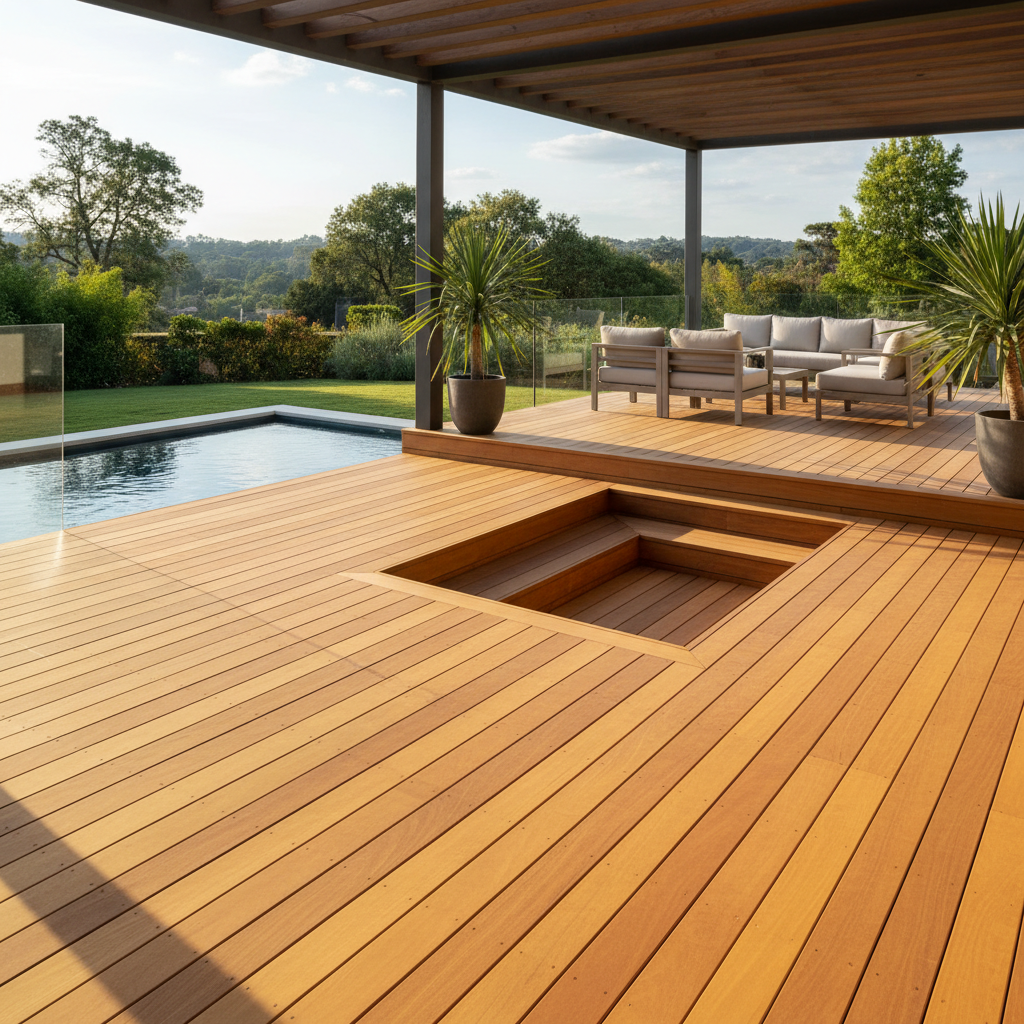 Garapa Decking installed