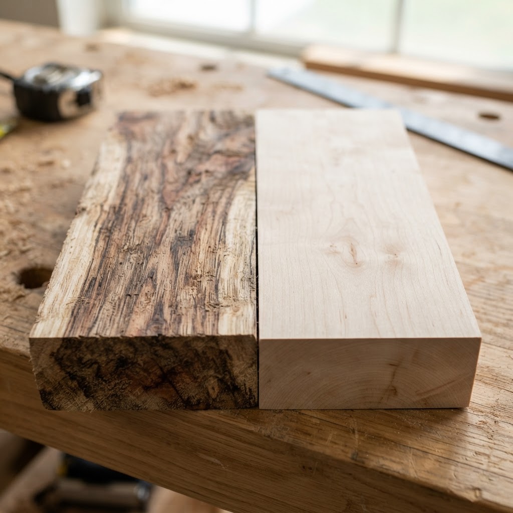 Hickory vs Maple wood grain comparison