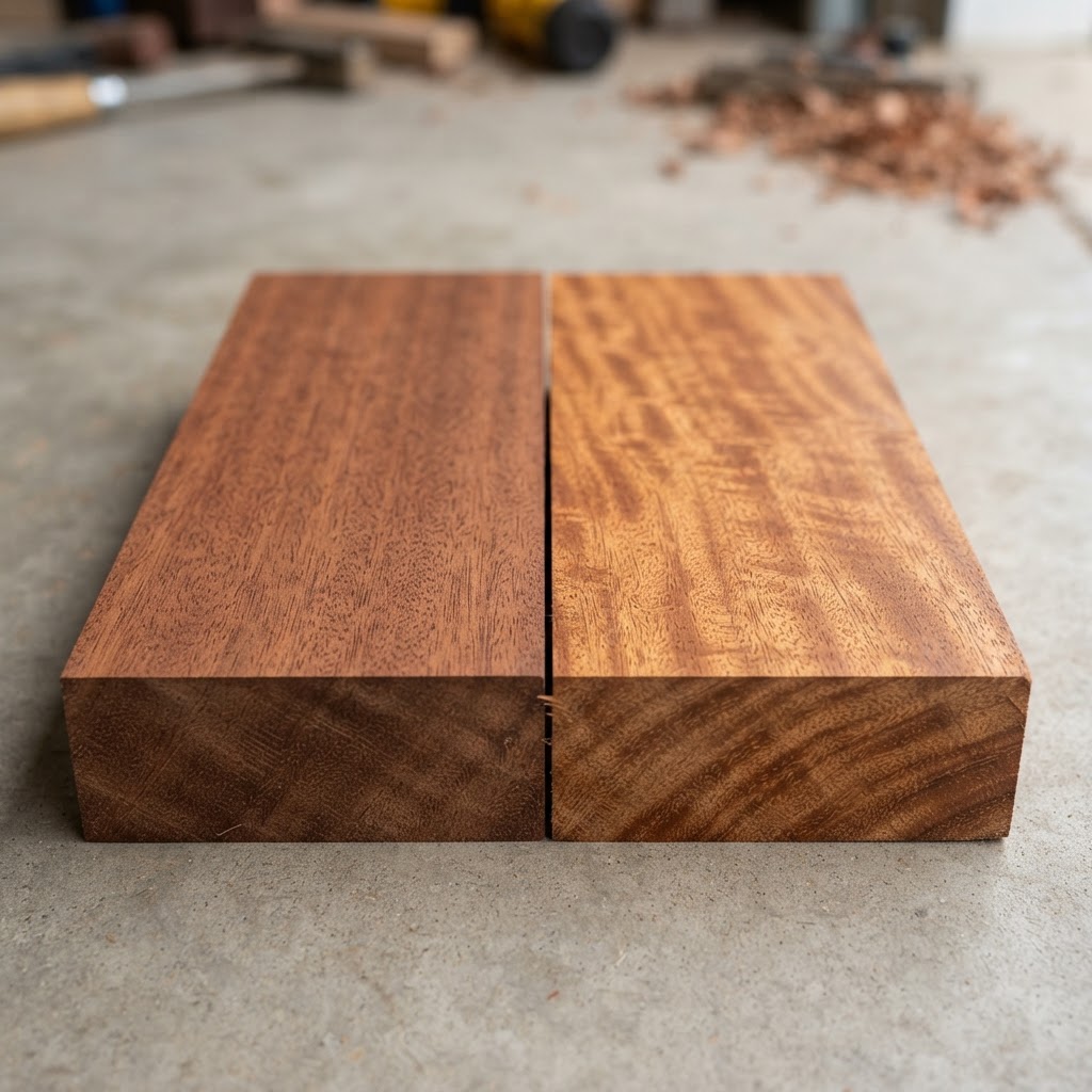 Mahogany vs Sapele wood grain comparison