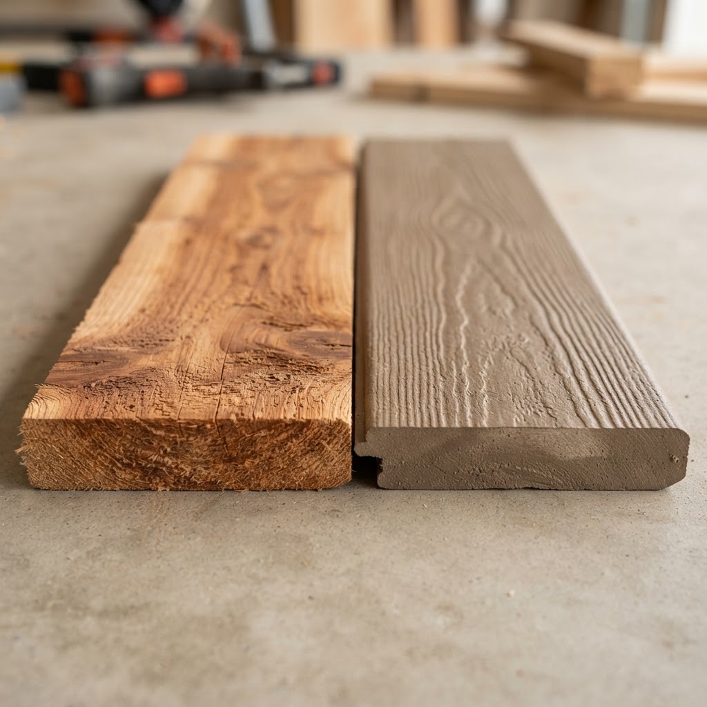 Cedar vs Fiber Cement wood grain comparison