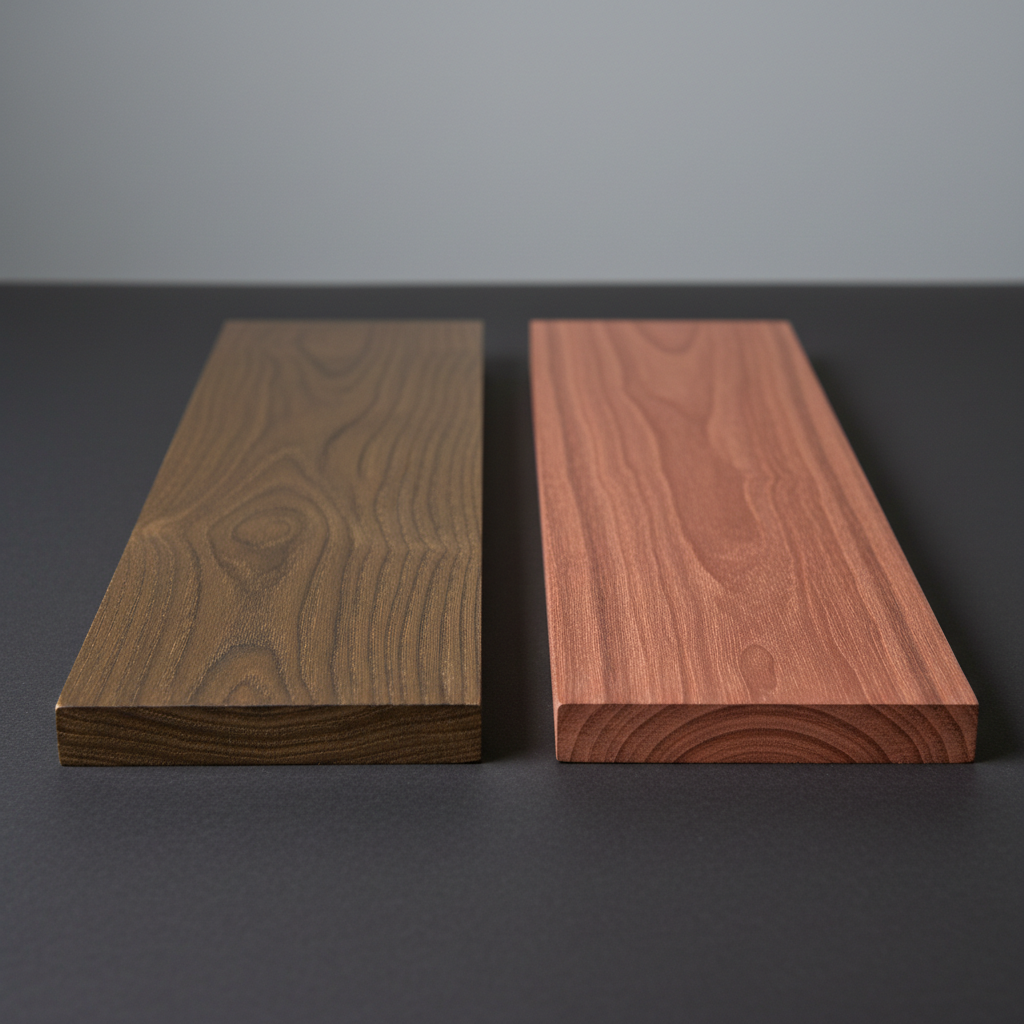 Ipe vs Mahogany wood grain comparison