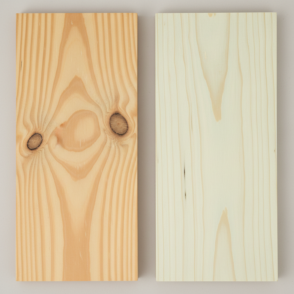 Pine vs Poplar wood grain comparison