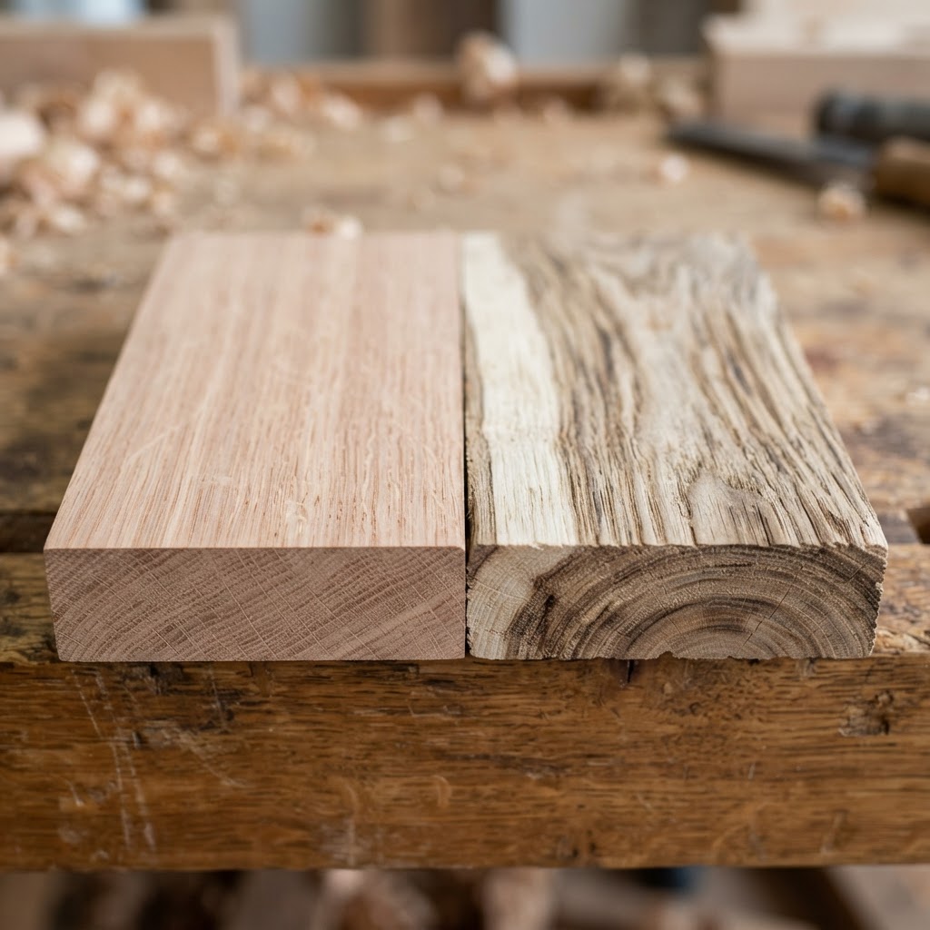 White Oak vs Hickory wood grain comparison