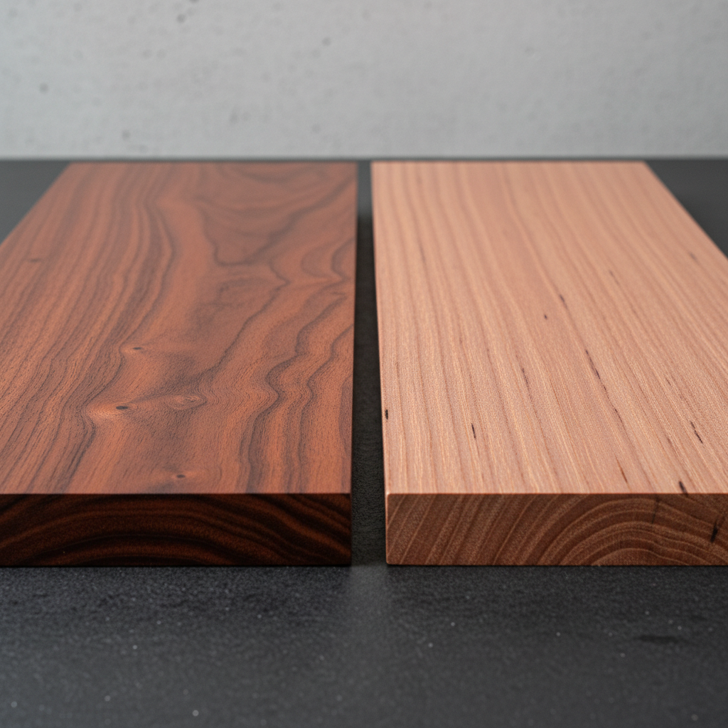 Mahogany vs Cherry wood grain comparison