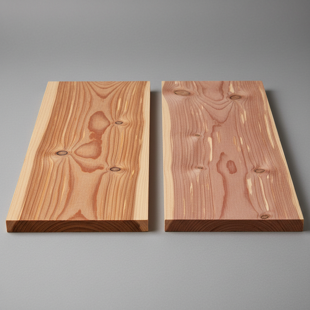 Douglas Fir vs Cedar wood grain comparison