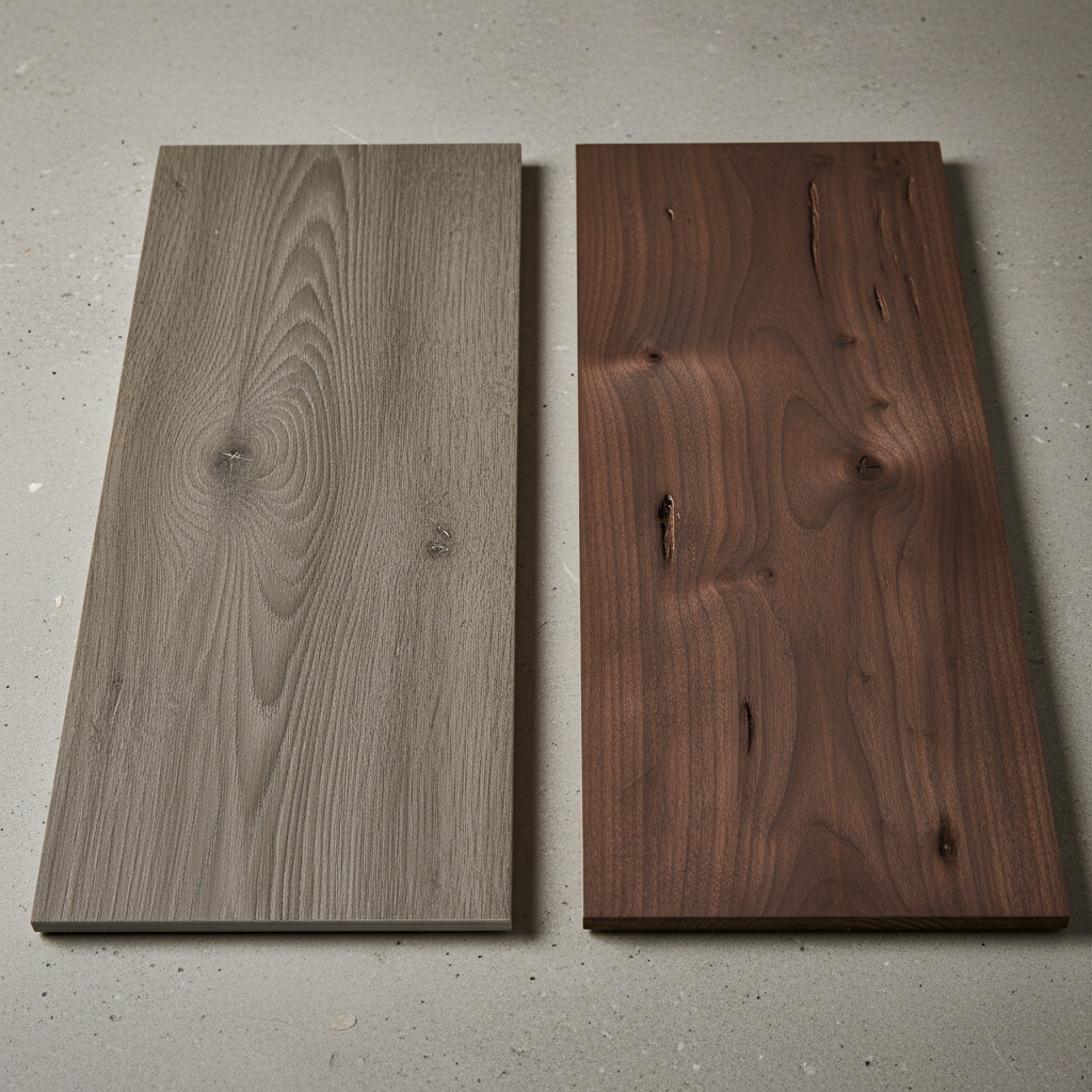 Tile vs Hardwood wood grain comparison