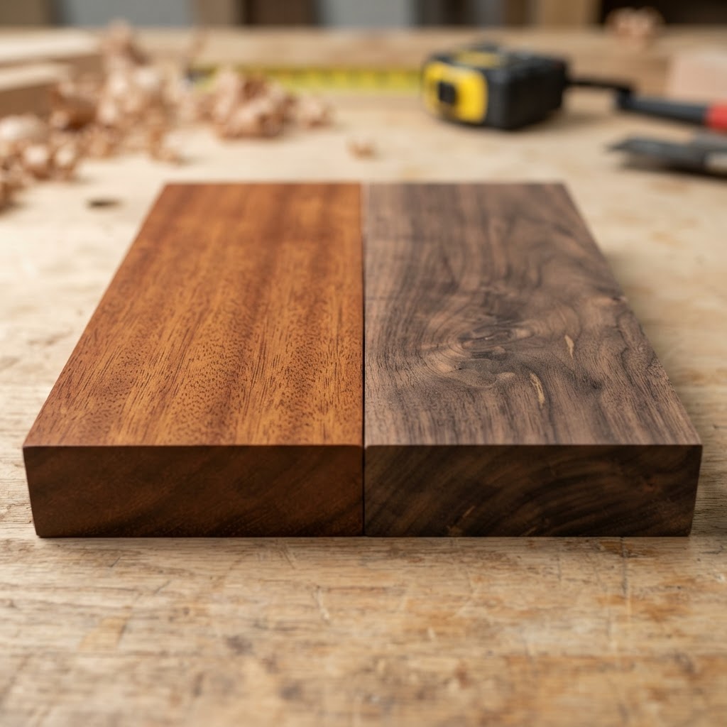 Mahogany vs Walnut wood grain comparison