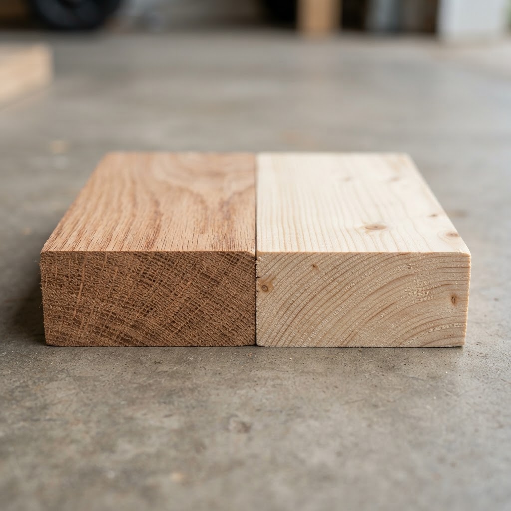 Oak vs Pine wood grain comparison