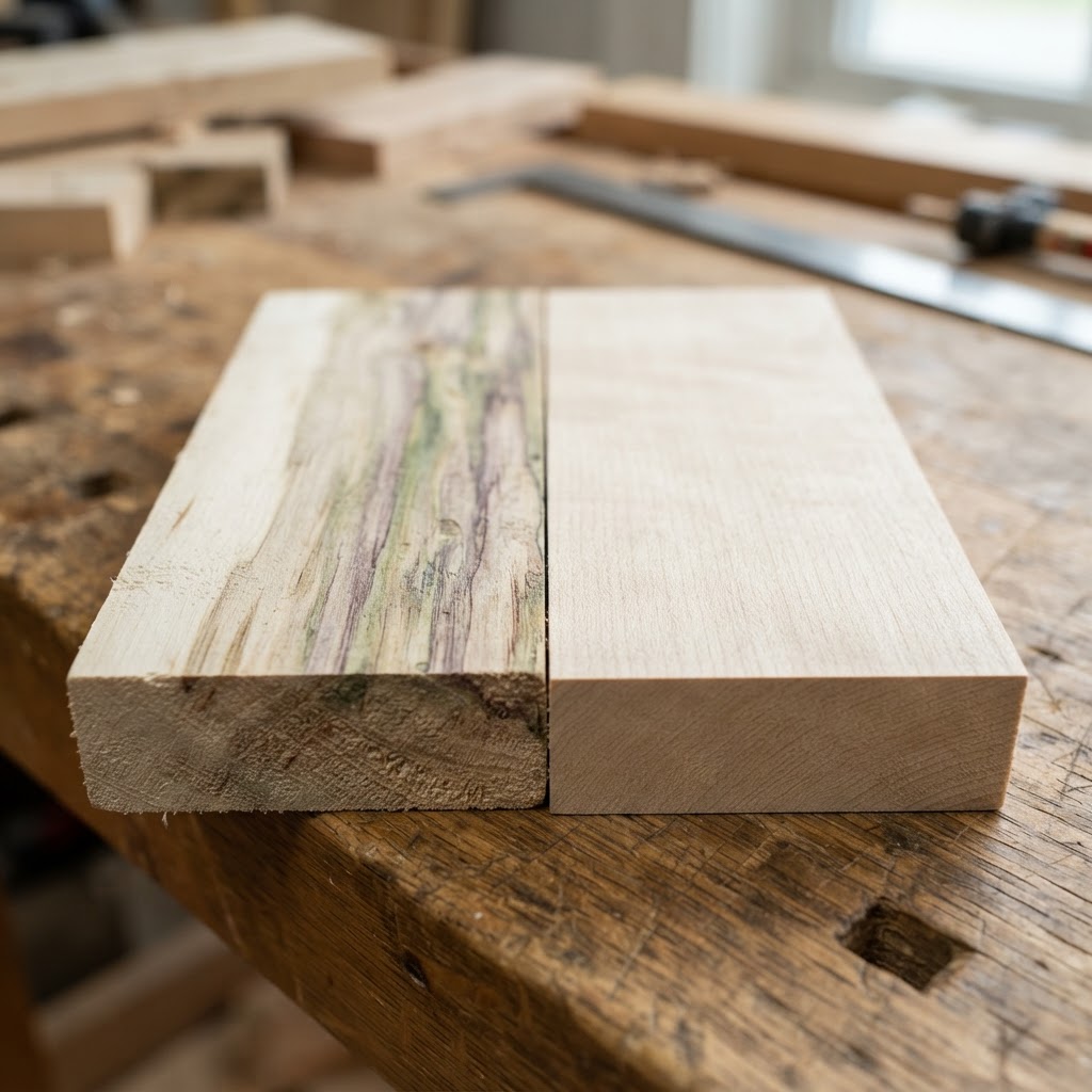 Poplar vs Maple wood grain comparison
