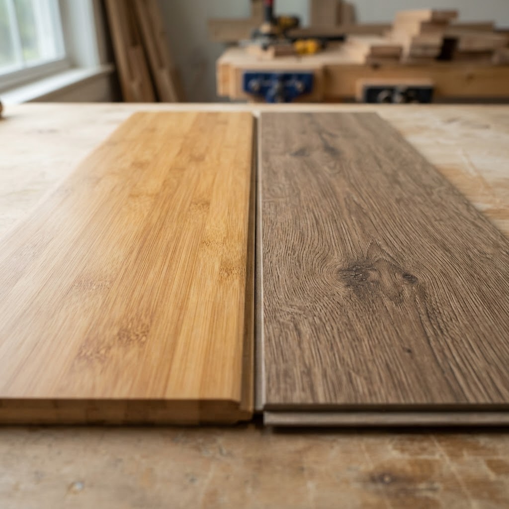 Bamboo vs Vinyl Plank wood grain comparison