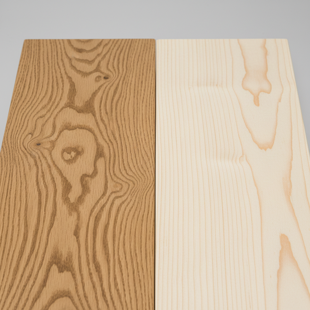 Oak vs Maple wood grain comparison
