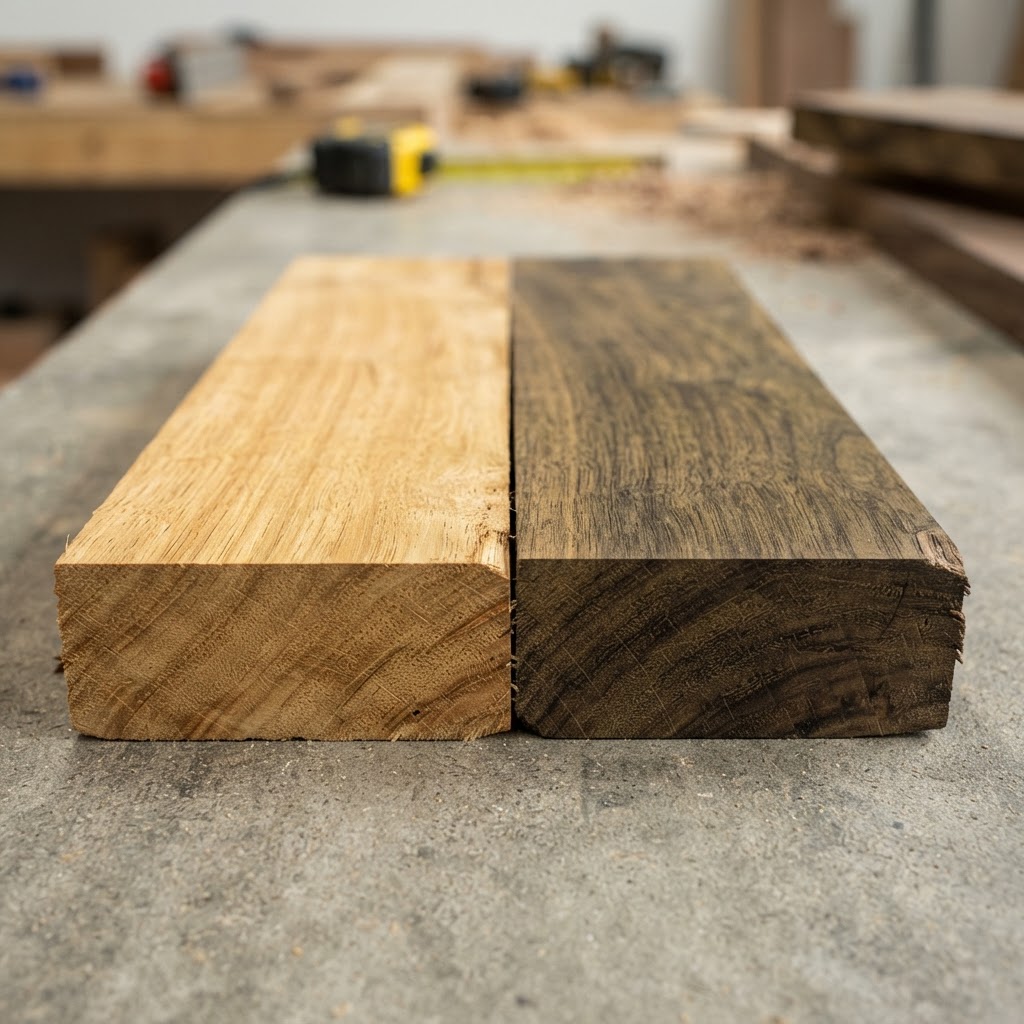 Garapa vs Ipe wood grain comparison