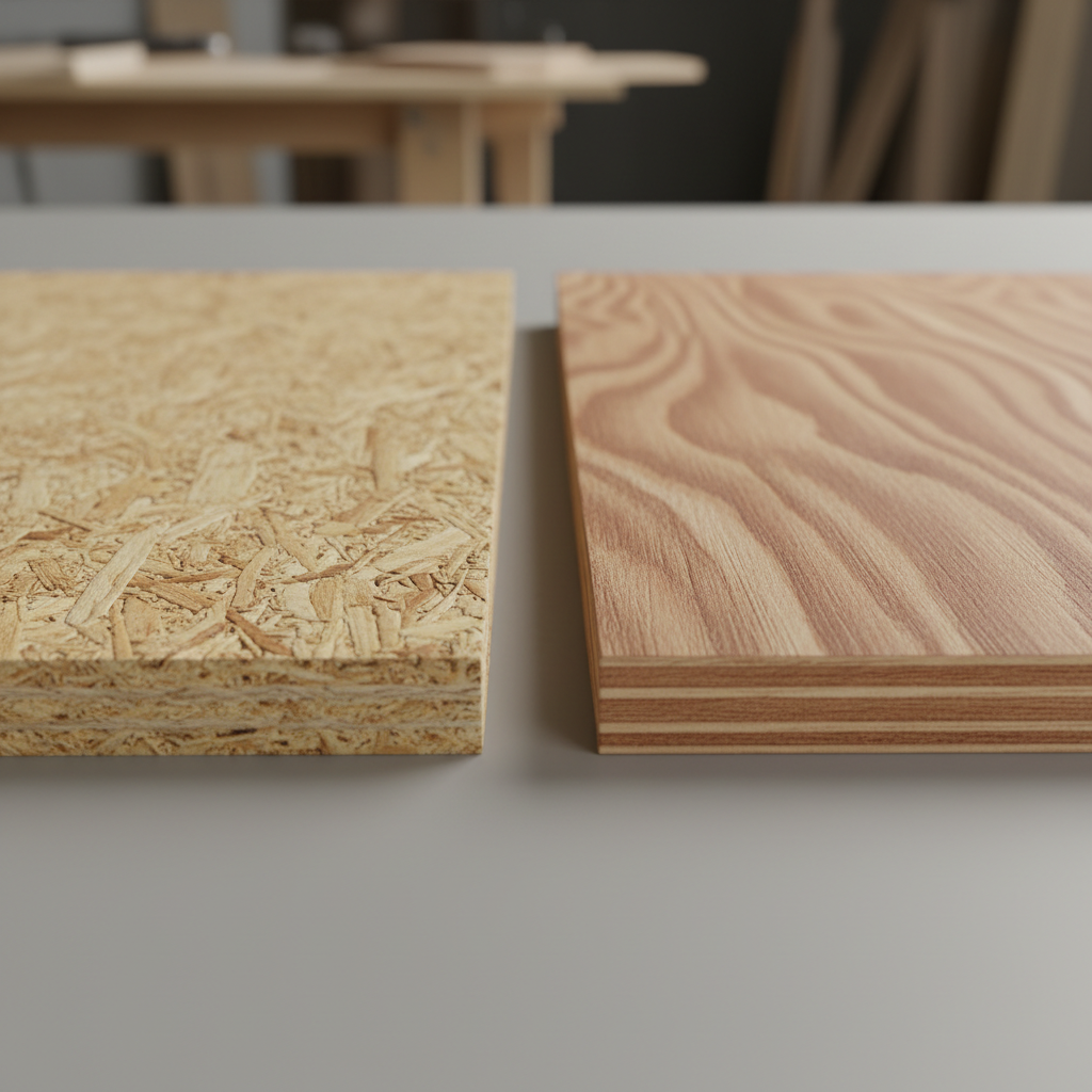 Particle Board vs Plywood wood grain comparison