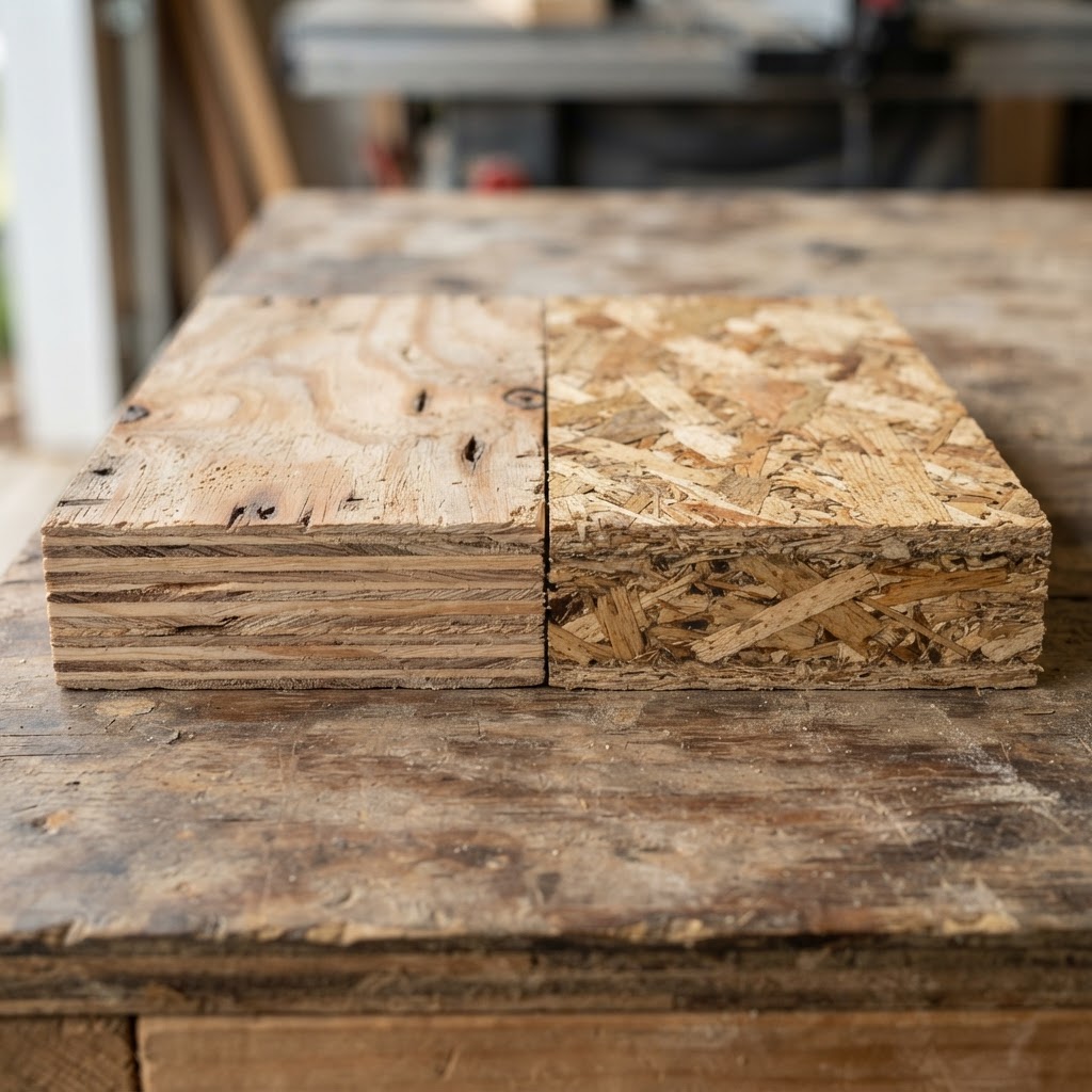 CDX Plywood vs OSB wood grain comparison