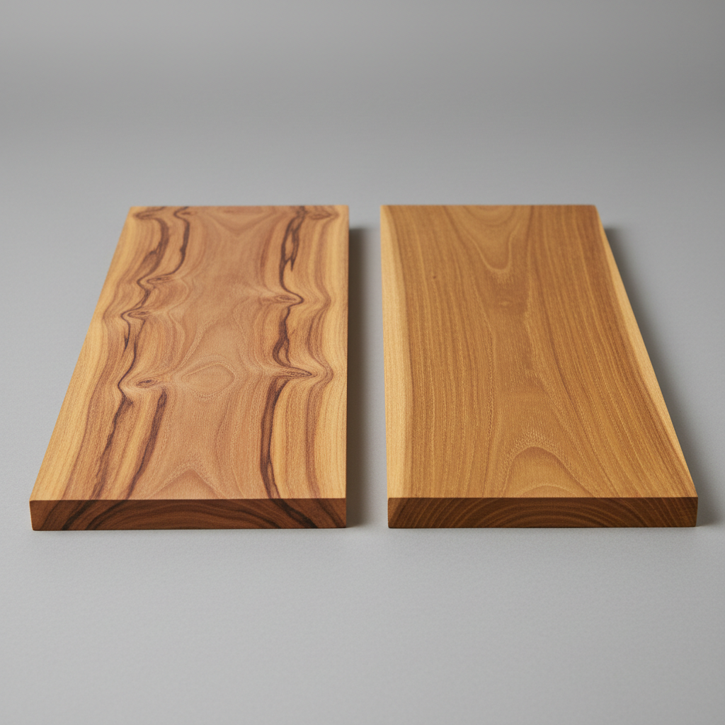 Acacia vs Teak wood grain comparison