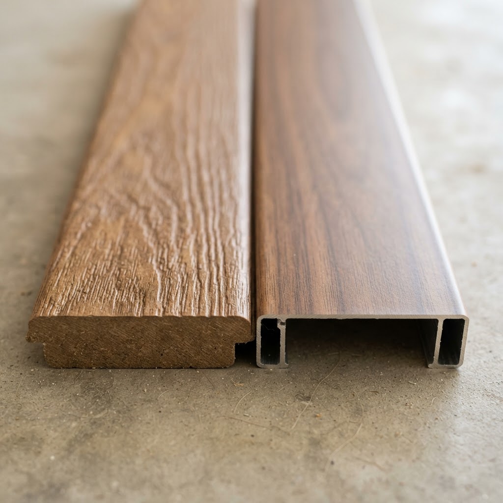 Vinyl vs Aluminum wood grain comparison