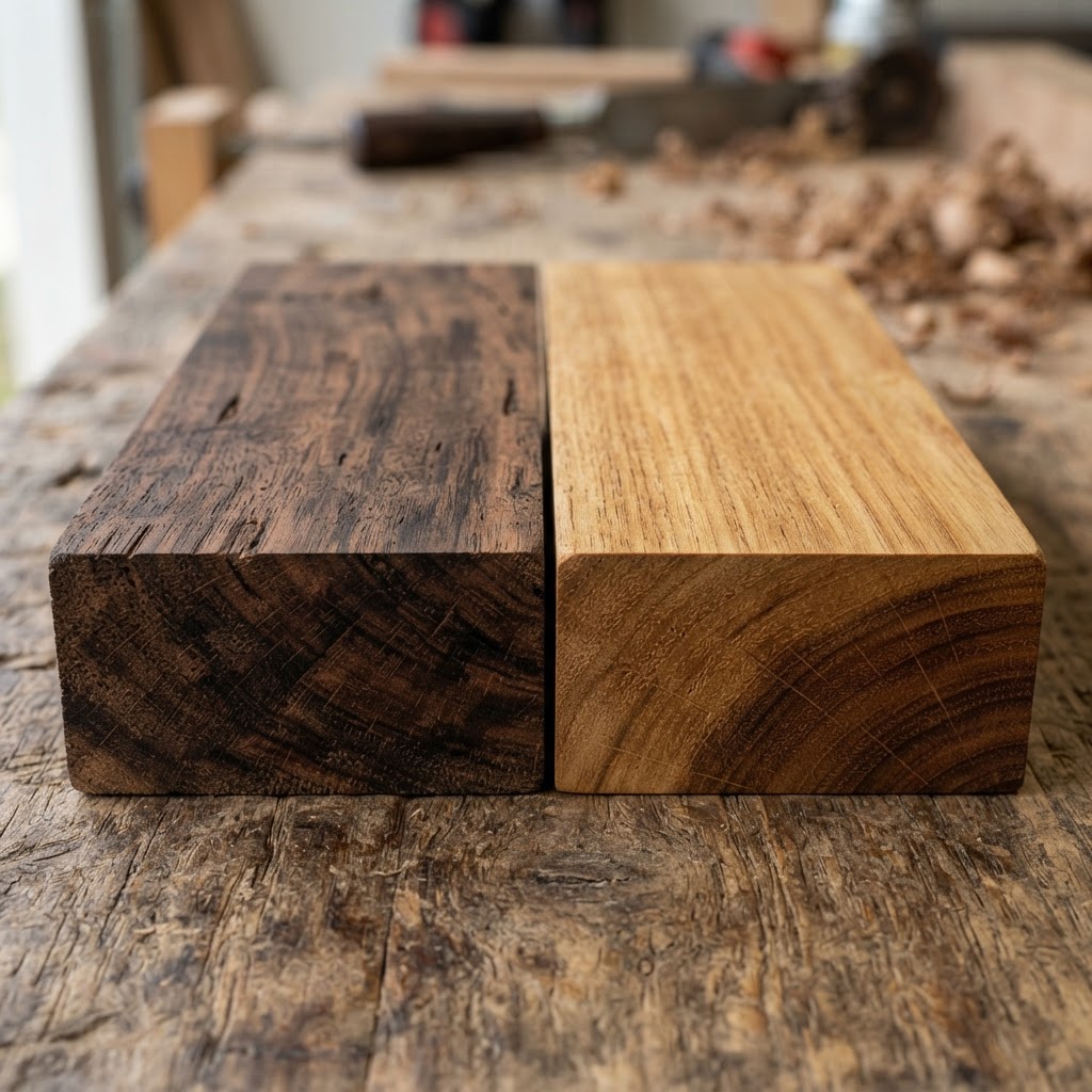 Ipe vs Garapa wood grain comparison