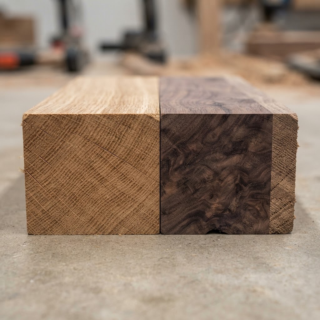 Oak vs Walnut wood grain comparison