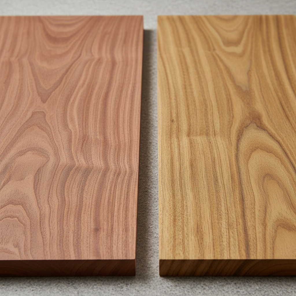 Sapele vs Teak wood grain comparison