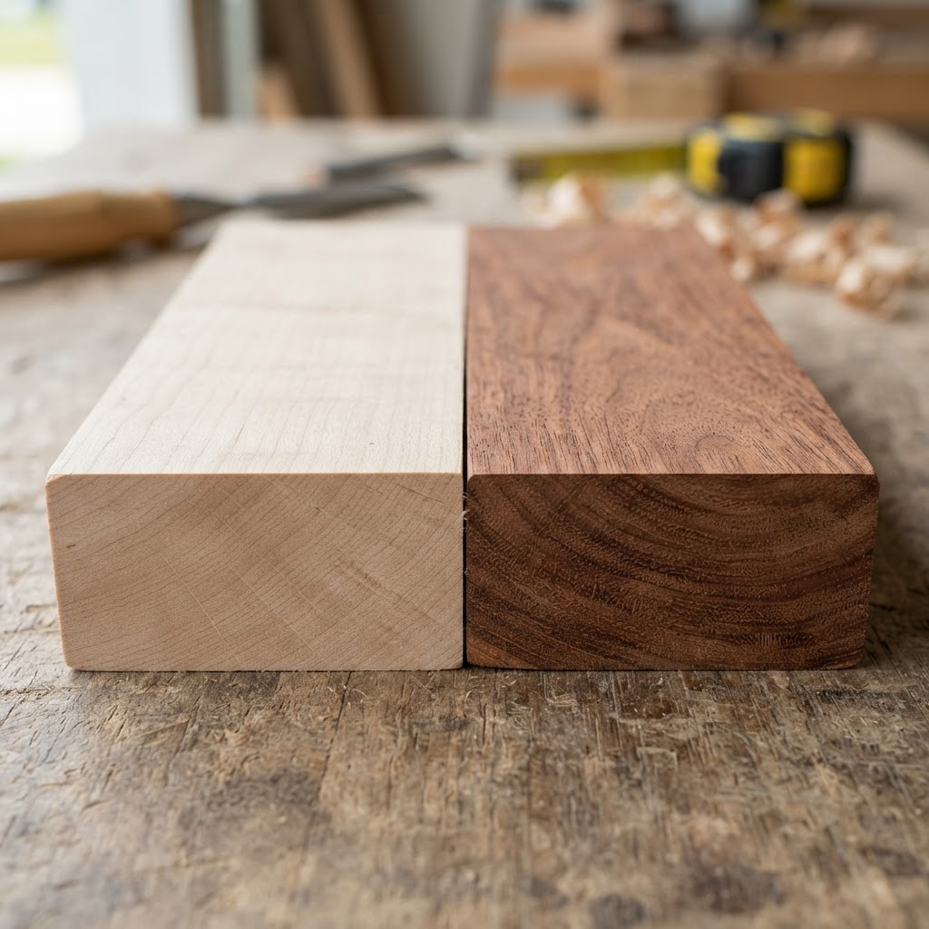 Maple vs Mahogany wood grain comparison