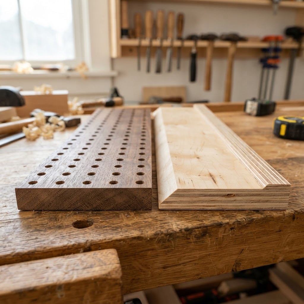 Pegboard vs French Cleat wood grain comparison