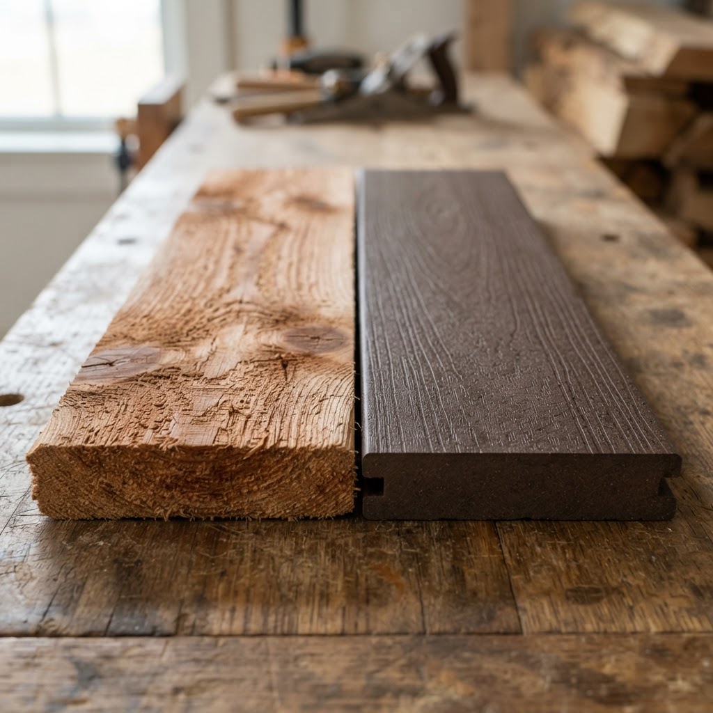 Cedar vs Composite wood grain comparison