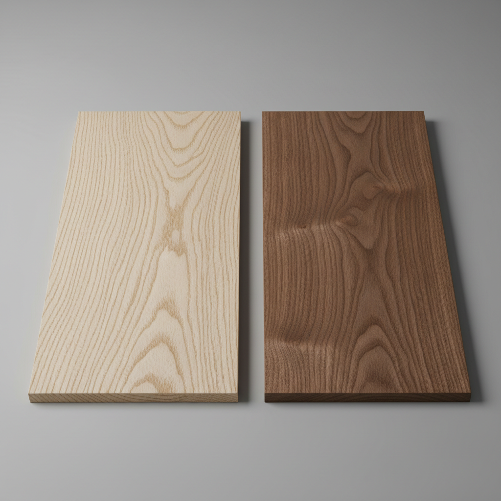 White Oak vs Walnut wood grain comparison