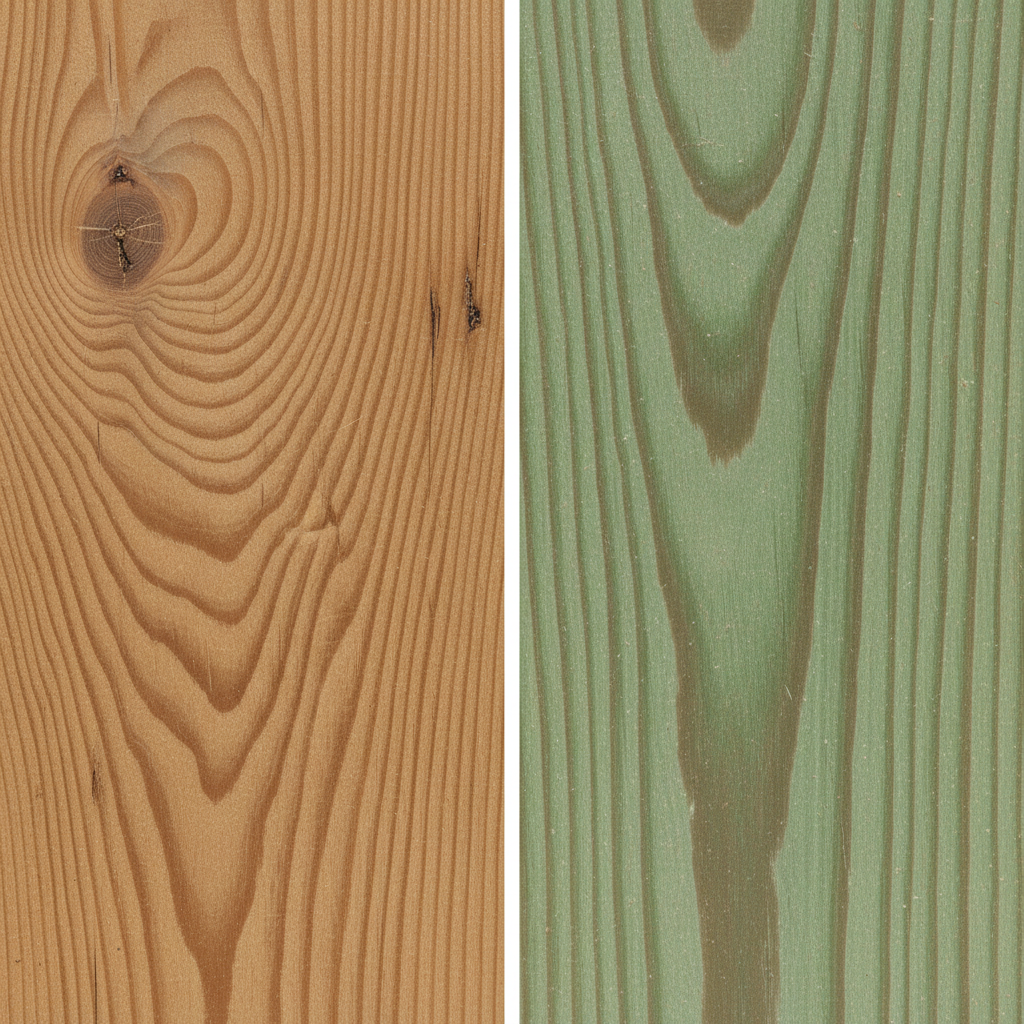 Cypress vs Pressure-Treated Pine wood grain comparison
