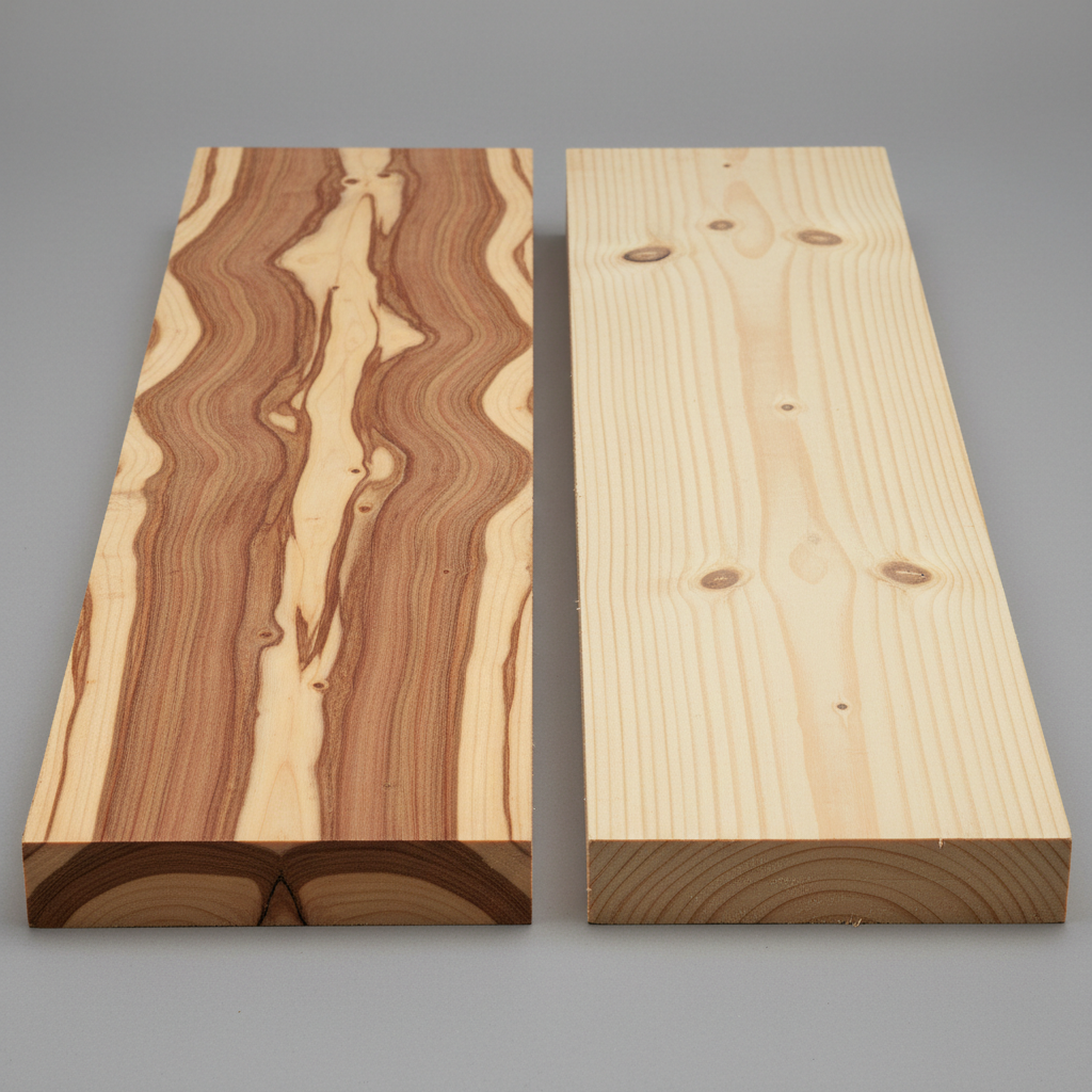 Douglas Fir vs Pine wood grain comparison