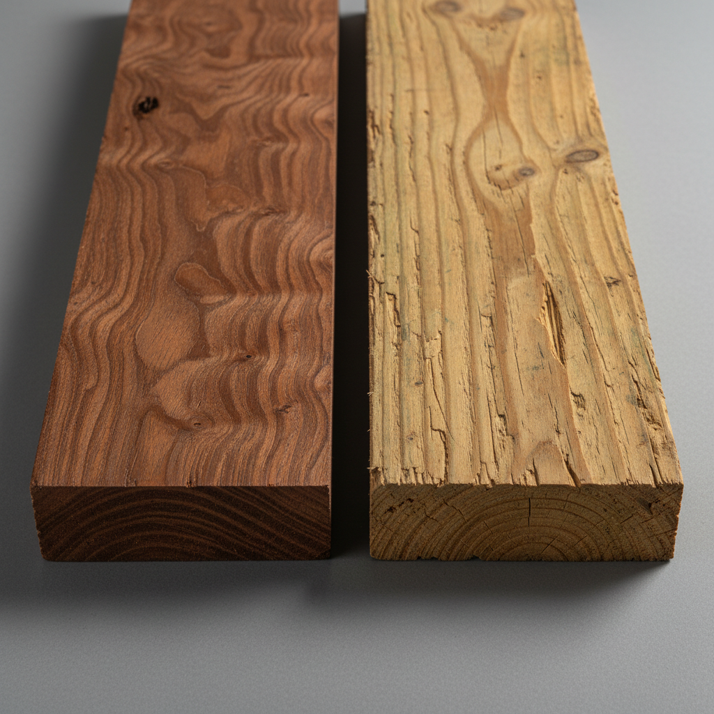 Ipe vs Black Locust wood grain comparison