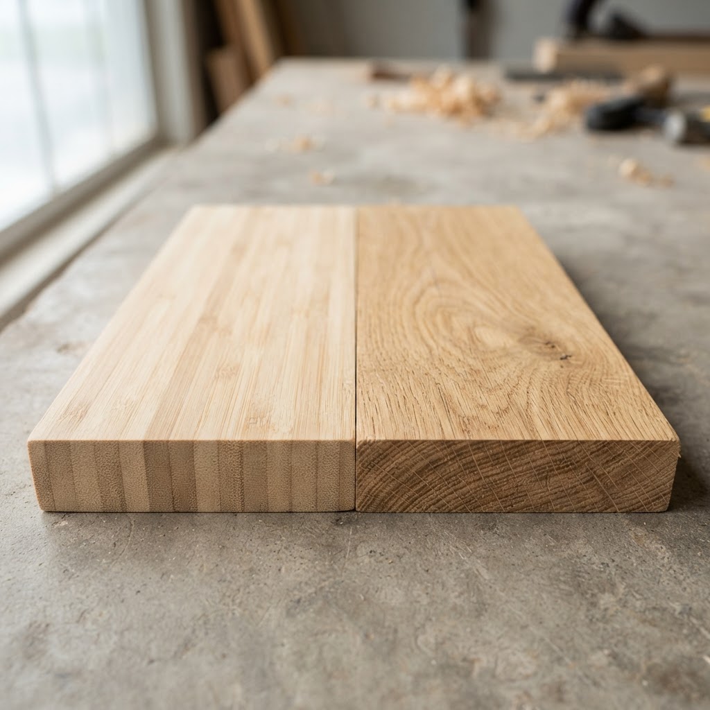 Bamboo vs Oak wood grain comparison