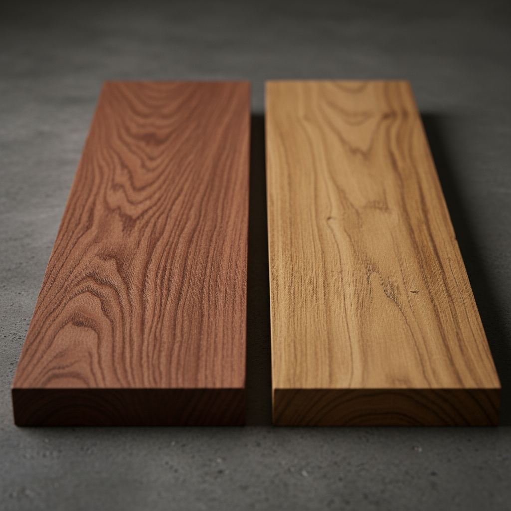 Ipe vs Teak wood grain comparison