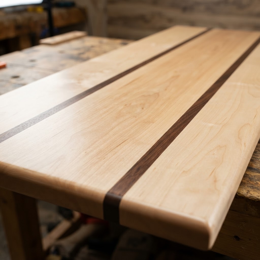Maple w/ Walnut Strips finished surface