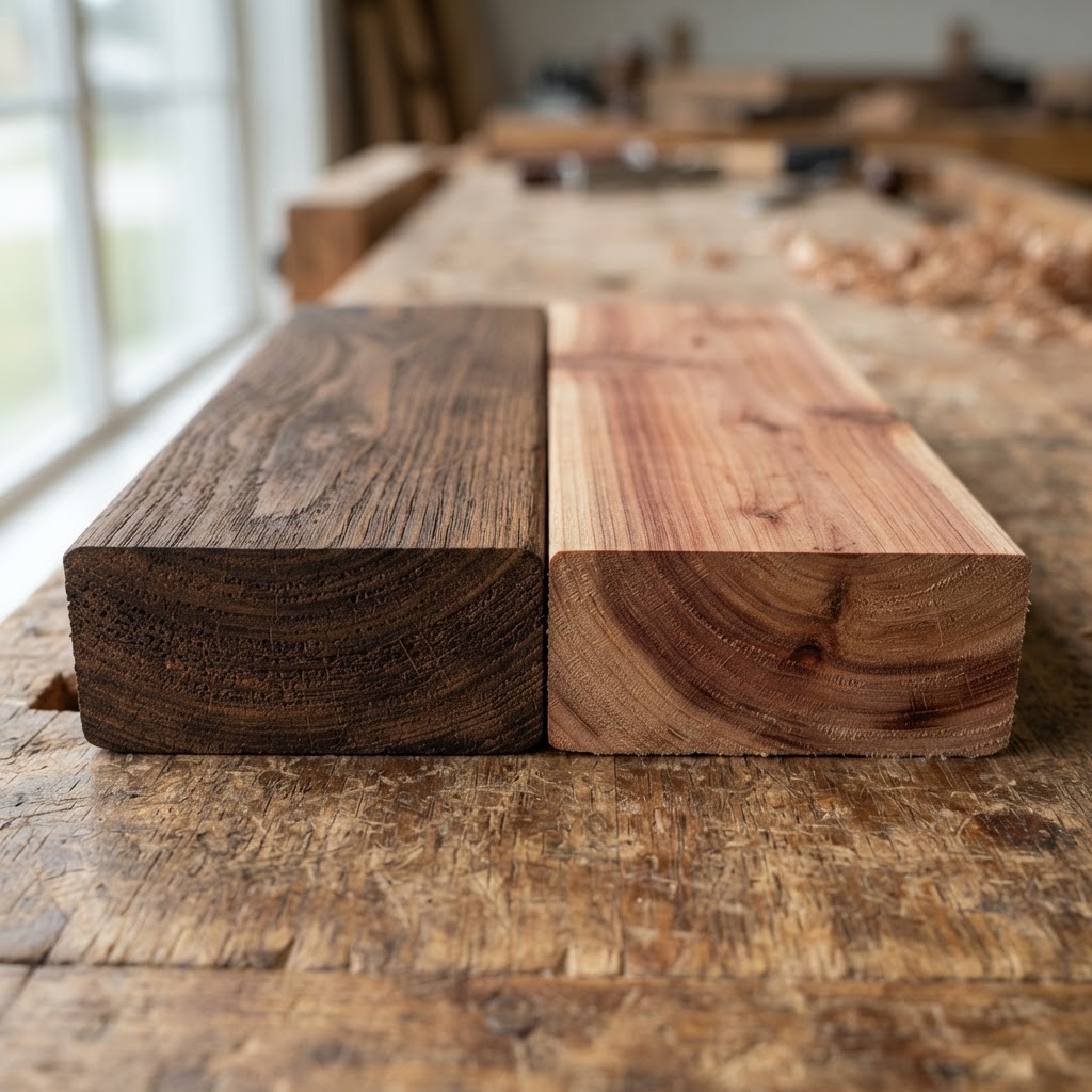 Thermowood (Thermally Modified) vs Cedar wood grain comparison