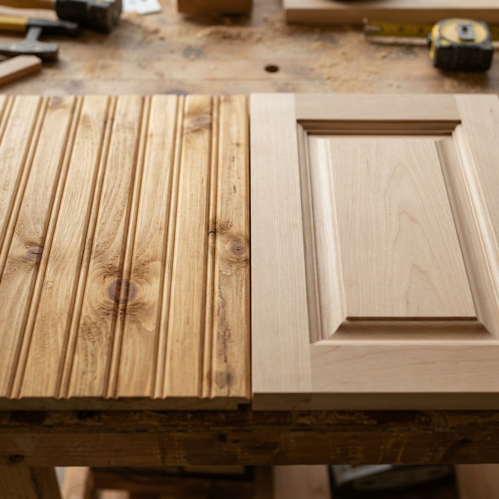 Beadboard vs Wainscoting wood grain comparison