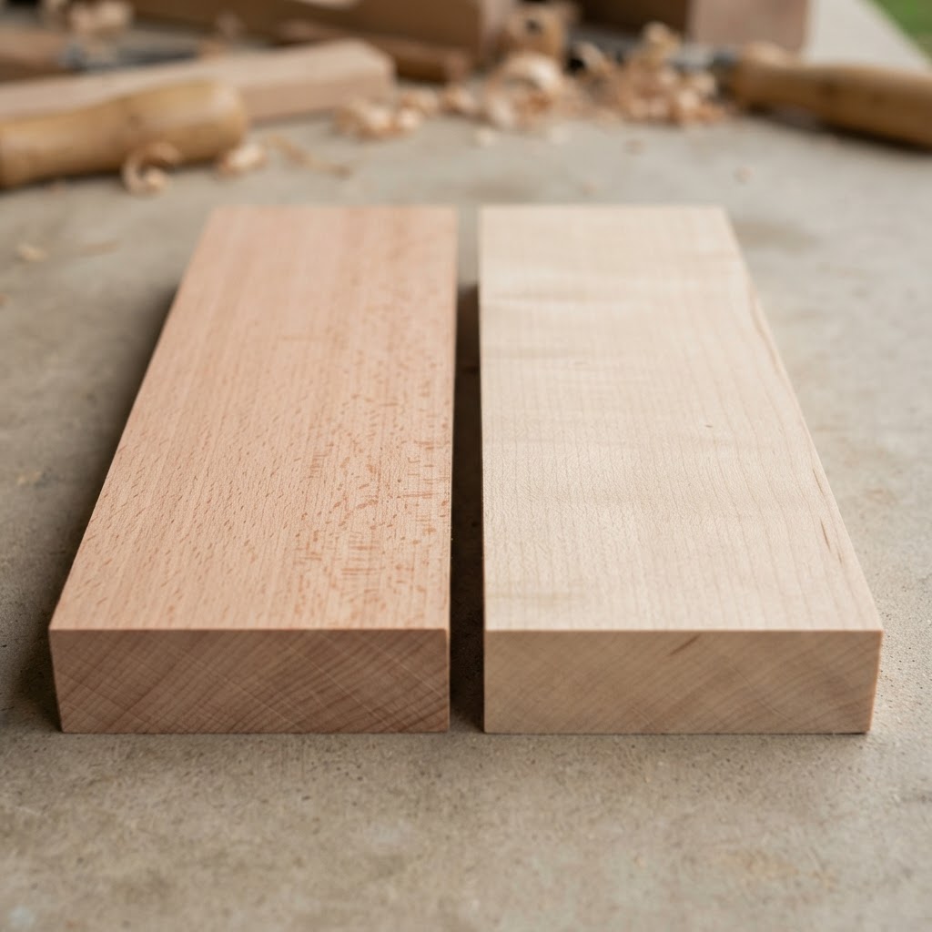 Beech vs Maple wood grain comparison