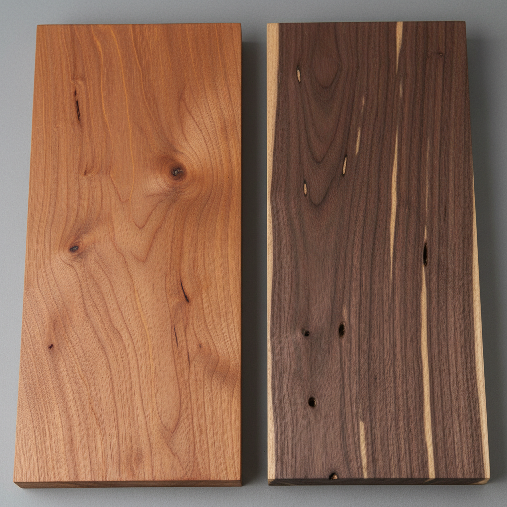 Cherry vs Walnut wood grain comparison