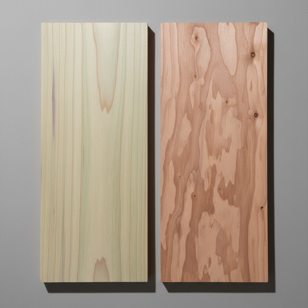 Poplar vs Alder wood grain comparison