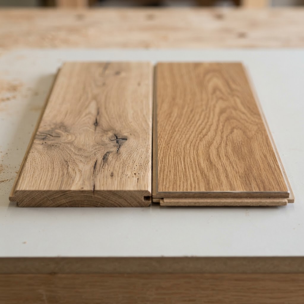 Hardwood Flooring vs Laminate Flooring wood grain comparison