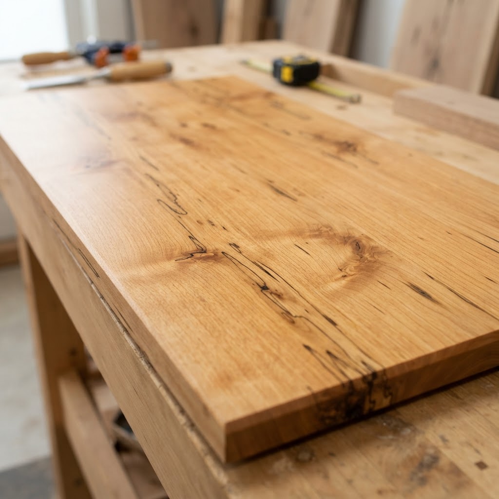 Wormy Maple finished surface