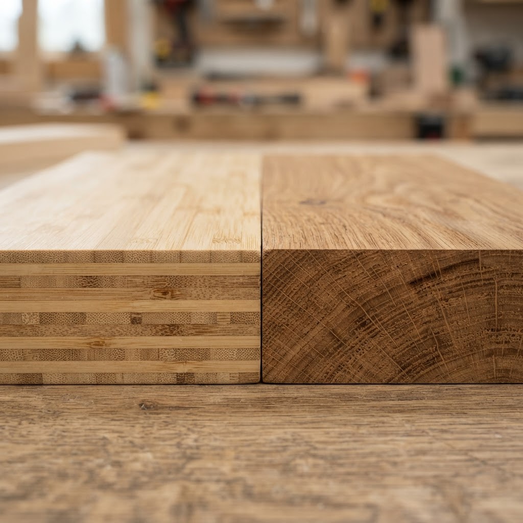 Bamboo vs Hardwood wood grain comparison