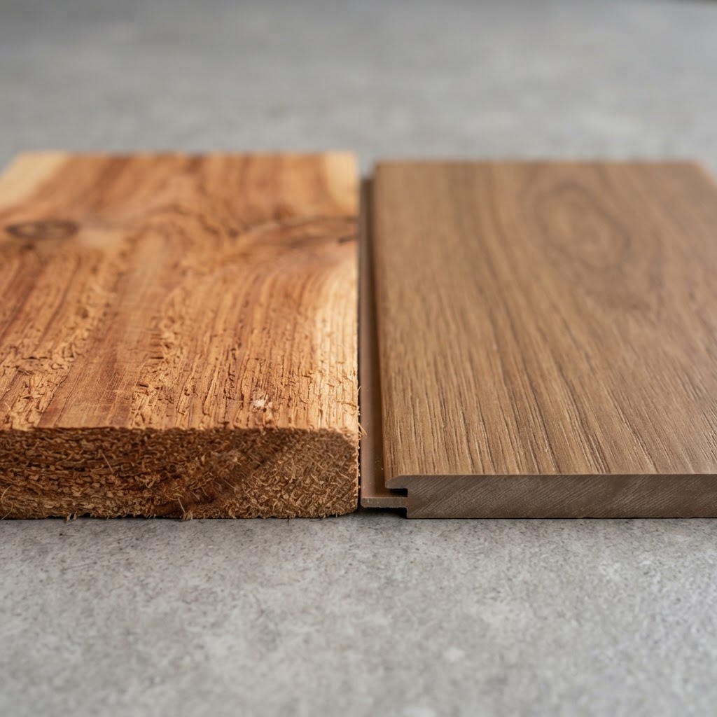 Cedar vs Vinyl wood grain comparison