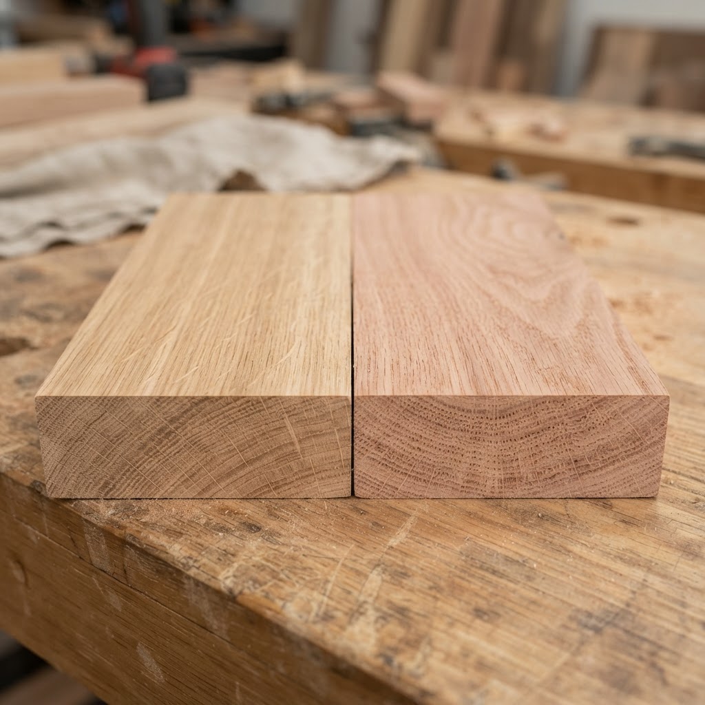 White Oak vs Red Oak wood grain comparison
